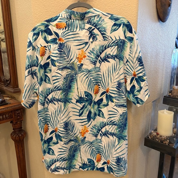 Tommy Bahama Men Blue and Orange 100% Silk Hawaiian Buttoned Shirt Size Large - Picture 4 of 6